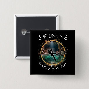 Spelunking, Caves and Discovery Spelunker Natural 2 Inch Square Button