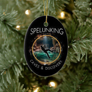 Spelunking, Caves and Discovery Spelunker Natural Ceramic Ornament