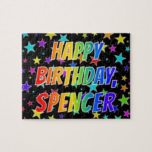 "SPENCER" First Name, Fun "HAPPY BIRTHDAY" Jigsaw Puzzle (Horizontal)