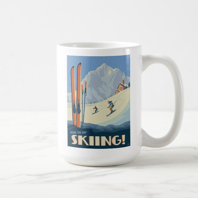 Spend the Day Skiing Vintage Coffee Mug (Right)