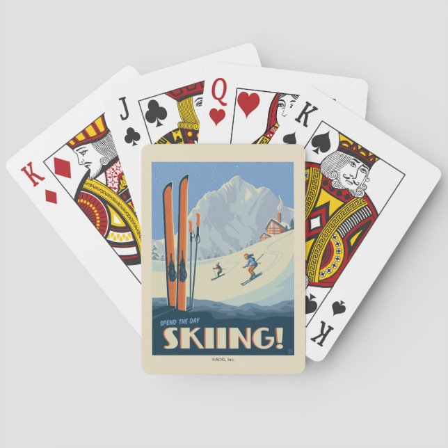 Spend the Day Skiing Vintage Playing Cards (Back)
