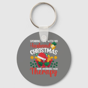 Spending Time With Husband On Christmas Funny Sant Keychain
