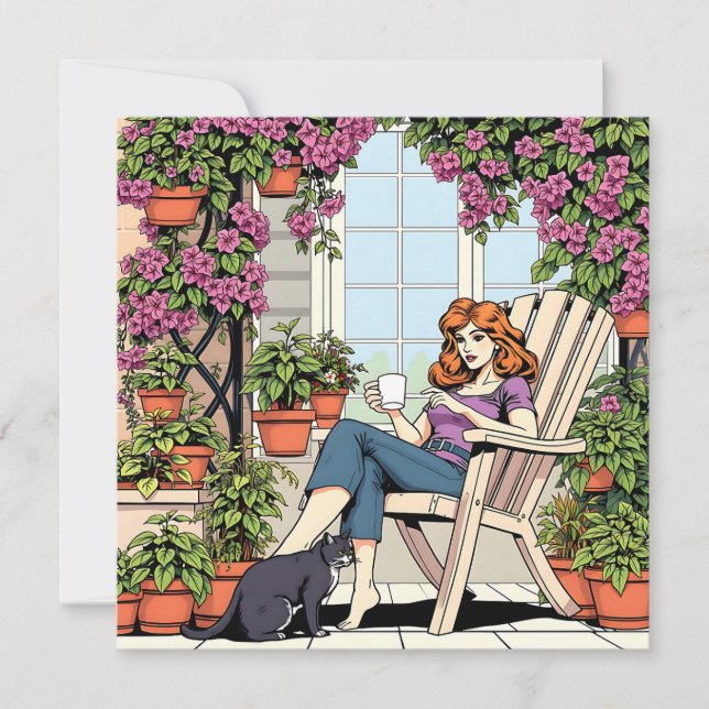 Spending Time with my Cat, Coffee and Plants (Front)