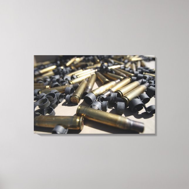 Spent brass and disintegrated links canvas print (Front)
