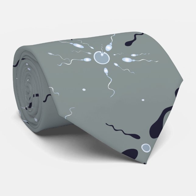 Sperm and Eggs Fertility Doctor Dark Gray Tie (Rolled)