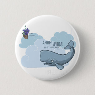 Sperm Whale and Bowl of Petunias 2 Inch Round Button