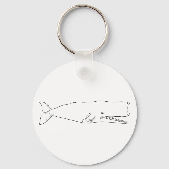 Sperm Whale Illustration (line art) Keychain (Front)
