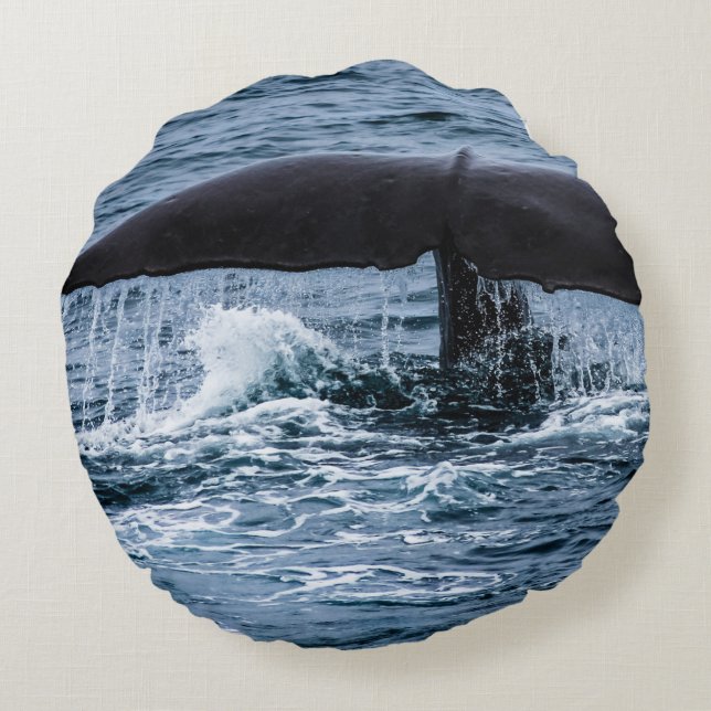 Sperm Whale Round Pillow (Back)