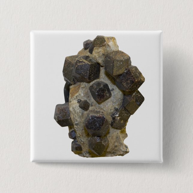 Spessartite in Matrix 2 Inch Square Button (Front)