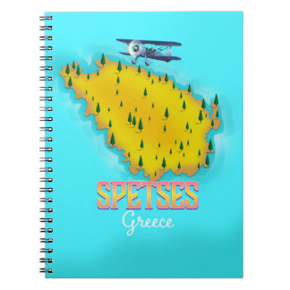 Spetses Greek Island map travel poster Notebook