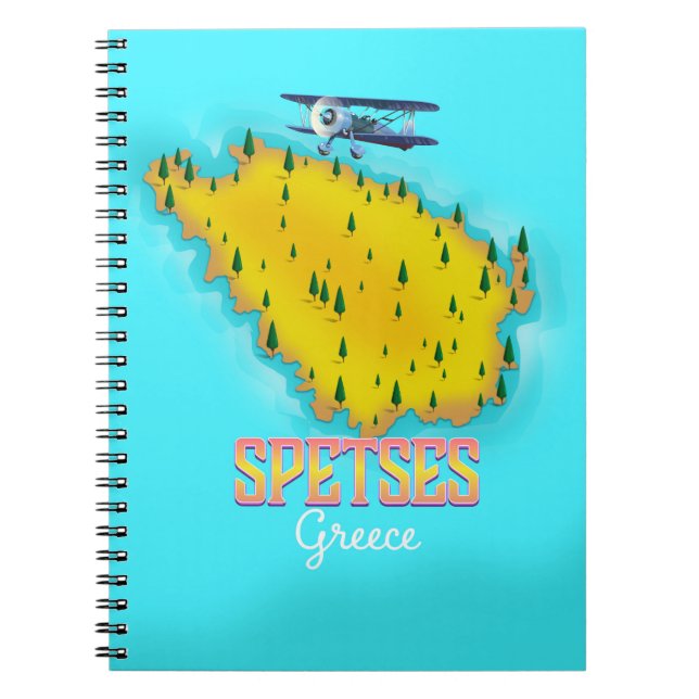 Spetses Greek Island map travel poster Notebook (Front)