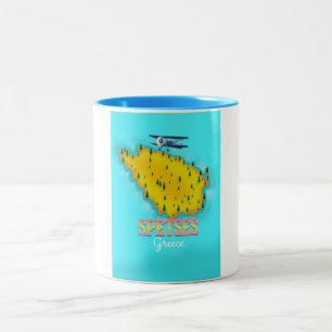 Spetses Greek Island map travel poster Two-Tone Coffee Mug