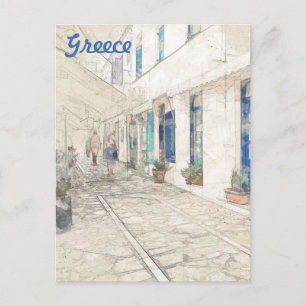 Spetses traditionally Greek streets, Greece Postcard