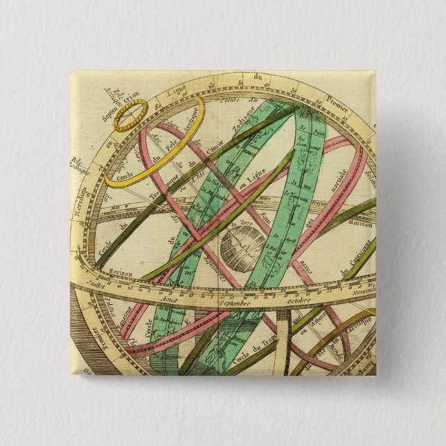 Sphere map 2 inch square button (Front)