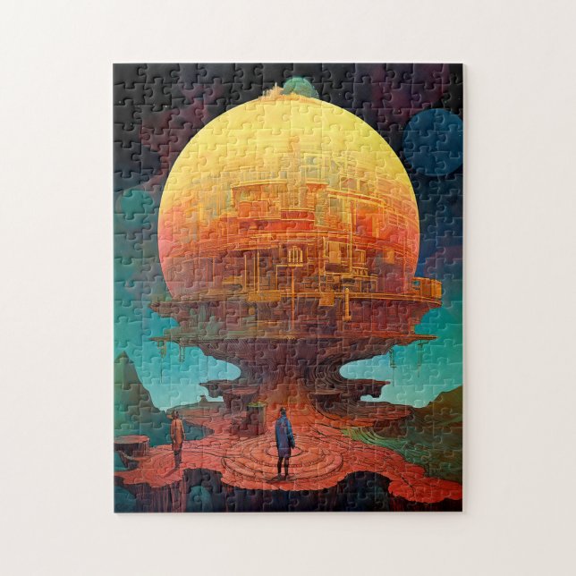 Spherical City Surreal Landscape Art Jigsaw Puzzle (Vertical)