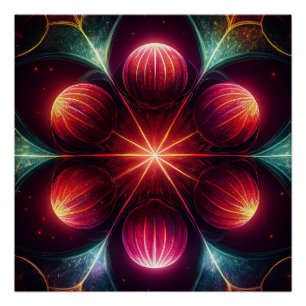 Spherical Spores In A Wild Fantasy Scene Poster