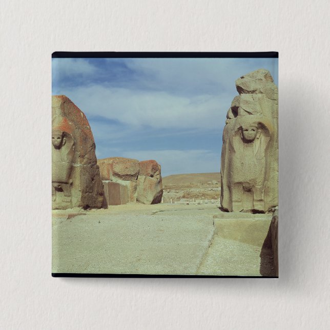 Sphinx gate, 1450-1200 BC 2 Inch Square Button (Front)
