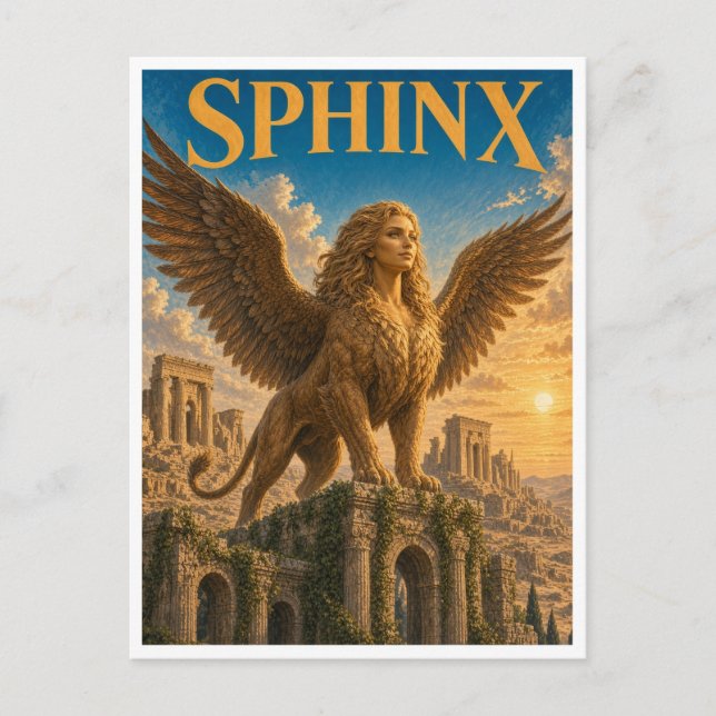 Sphinx, Gothic Fantasy Monster Postcard (Front)