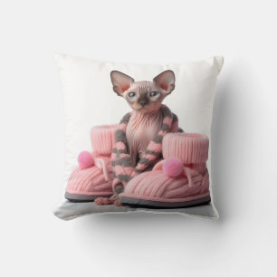 sphinx kitten with socks throw pillow