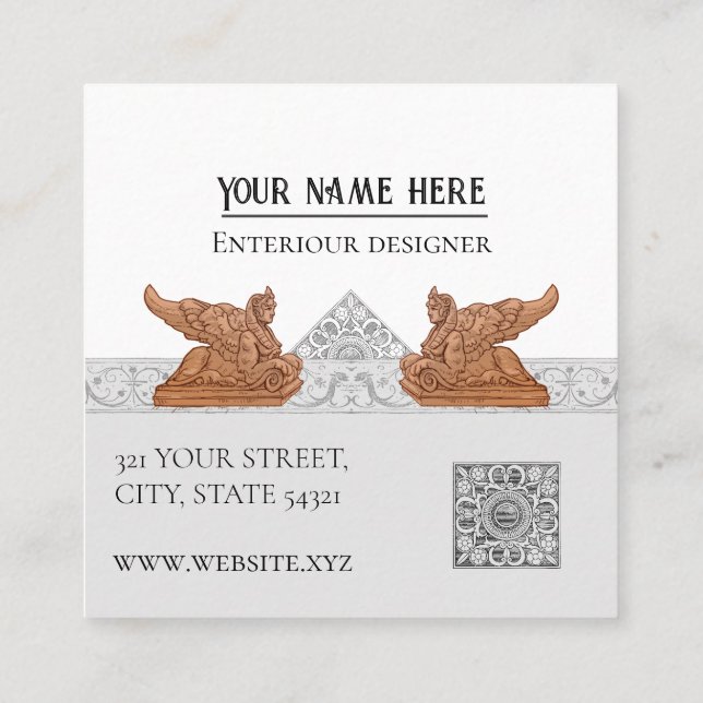Sphinx Renaissance  baroque  Square Business Card (Back)