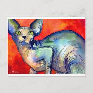 Sphinx sphynx cat #6 painting postcard