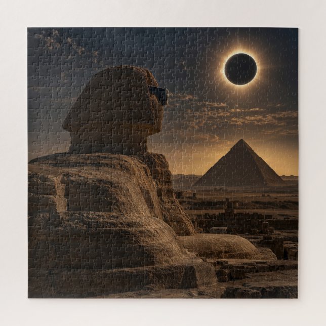 Sphinx Staring at a Total Solar Eclipse Jigsaw Puzzle (Vertical)