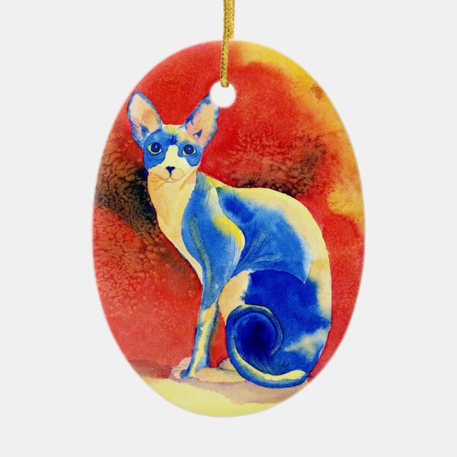 Sphynx Cat #3 Ceramic Ornament (Front)