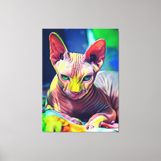 Sphynx Cat Abstract Painting Canvas Print