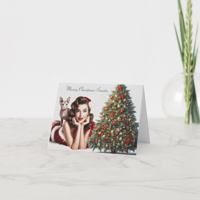 Sphynx Cat Adult Christmas card (Front)