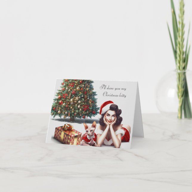 Sphynx Cat Adult Christmas card (Front)