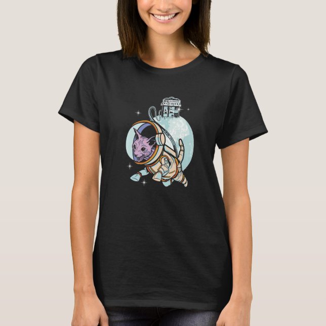Sphynx Cat Astronaut Space Galaxy Cats Owner T-Shirt (Front)