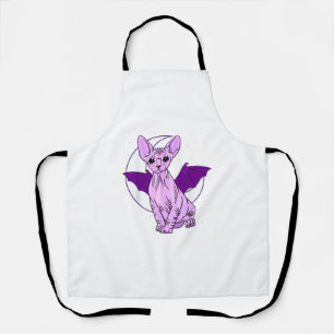Sphynx Cat Bat Cute Pastel Goth Creepy Gothic Witc Apron