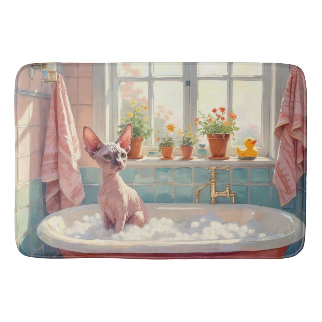 Sphynx Cat Bath Decor Mat (Front)