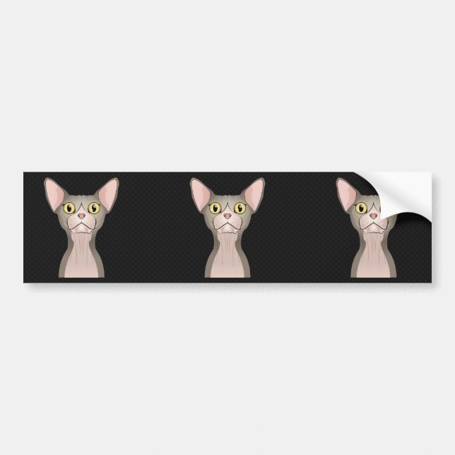 Sphynx Cat Cartoon (Bicolor) Bumper Sticker (Front)