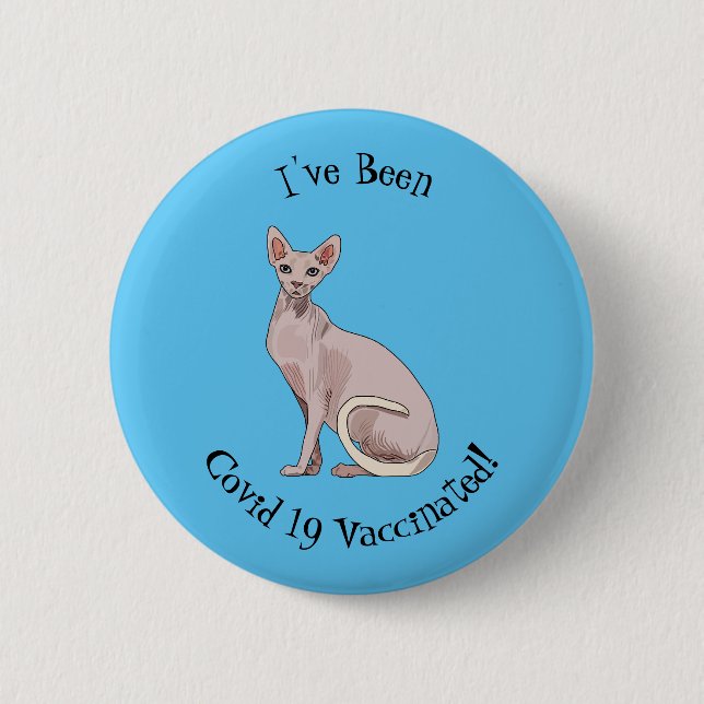 Sphynx cat cartoon illustration 2 inch round button (Front)
