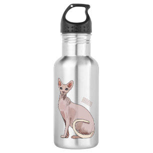Sphynx cat cartoon illustration 532 ml water bottle