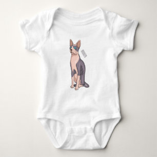 Sphynx cat cartoon illustration baby bodysuit