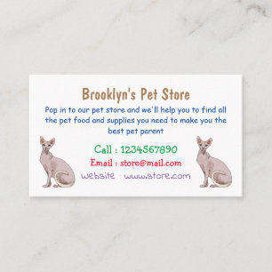 Sphynx cat cartoon illustration business card