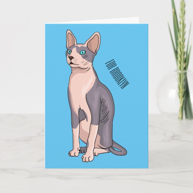 Sphynx cat cartoon illustration card (Front)