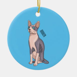 Sphynx cat cartoon illustration ceramic ornament