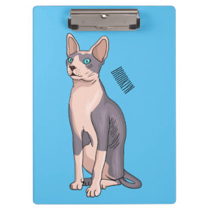Sphynx cat cartoon illustration clipboard