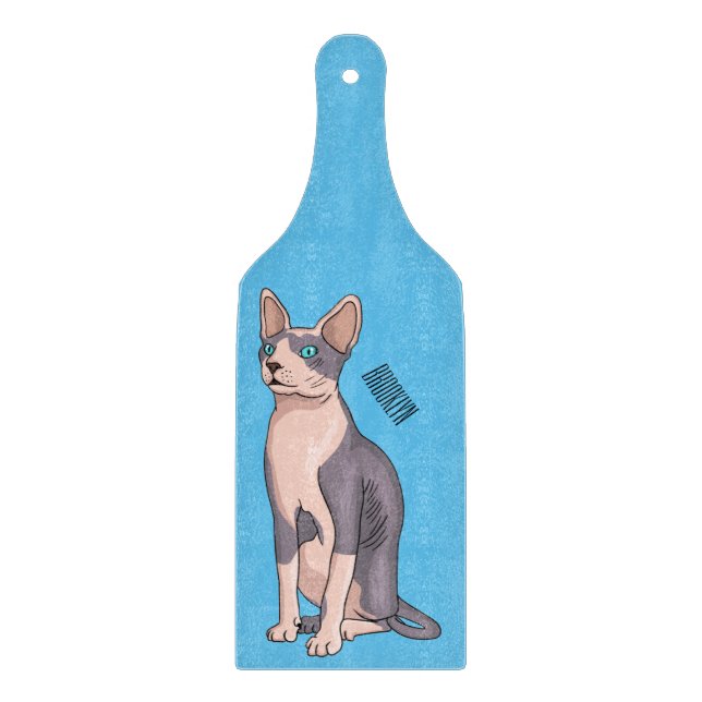 Sphynx cat cartoon illustration cutting board (Front)