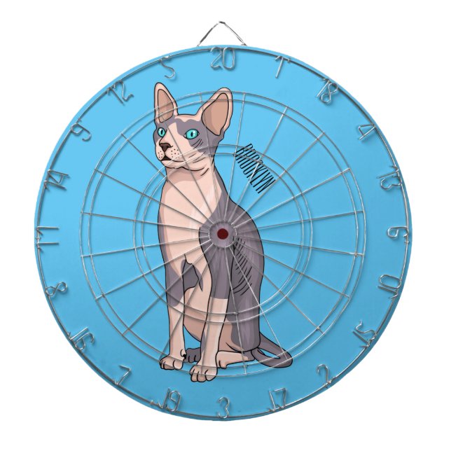 Sphynx cat cartoon illustration  dartboard (Front)