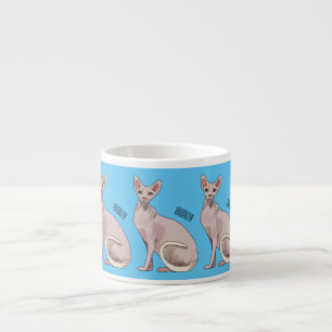 Sphynx cat cartoon illustration espresso cup