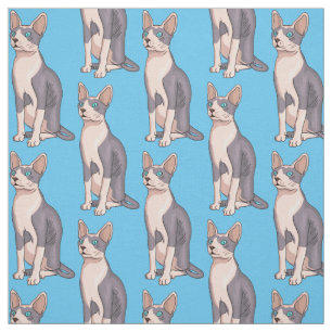 Sphynx cat cartoon illustration fabric