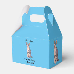 Sphynx cat cartoon illustration favor box