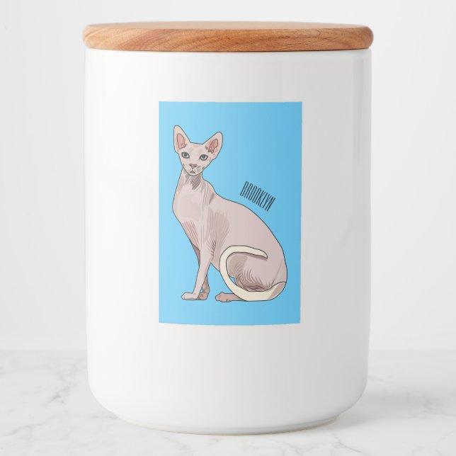 Sphynx cat cartoon illustration  food label (Front)