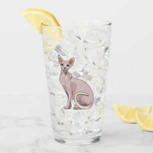 Sphynx cat cartoon illustration  glass