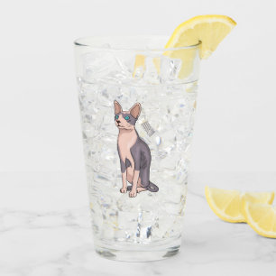 Sphynx cat cartoon illustration glass