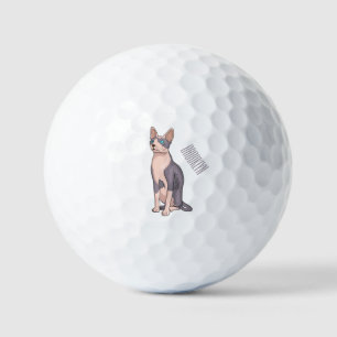 Sphynx cat cartoon illustration golf balls